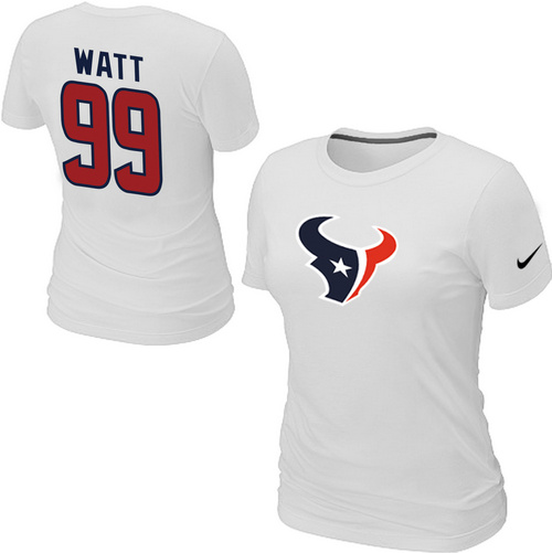 Nike Houston Texans #99 J.J. Watt Name & Number Women's NFL T-Shirt - White